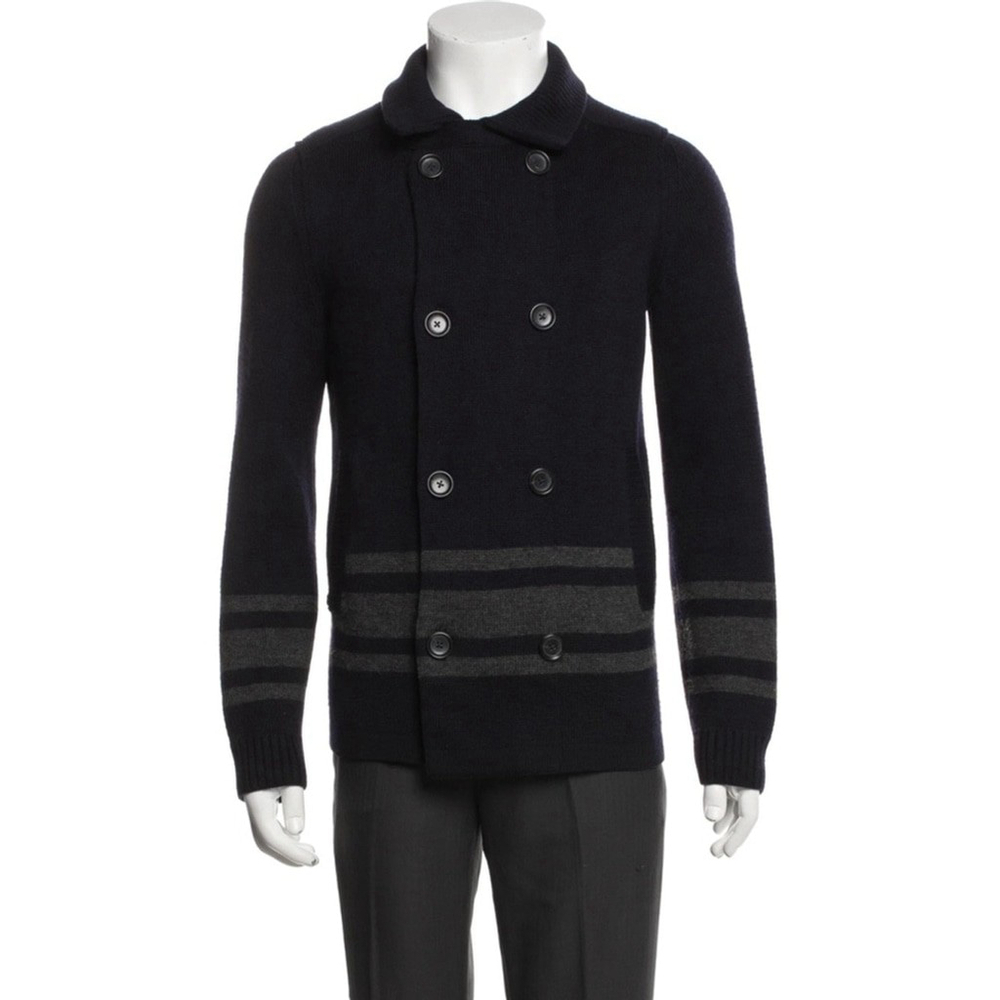 Vince Men's Double Breasted Fisherman Cardigan Navy Blue Small